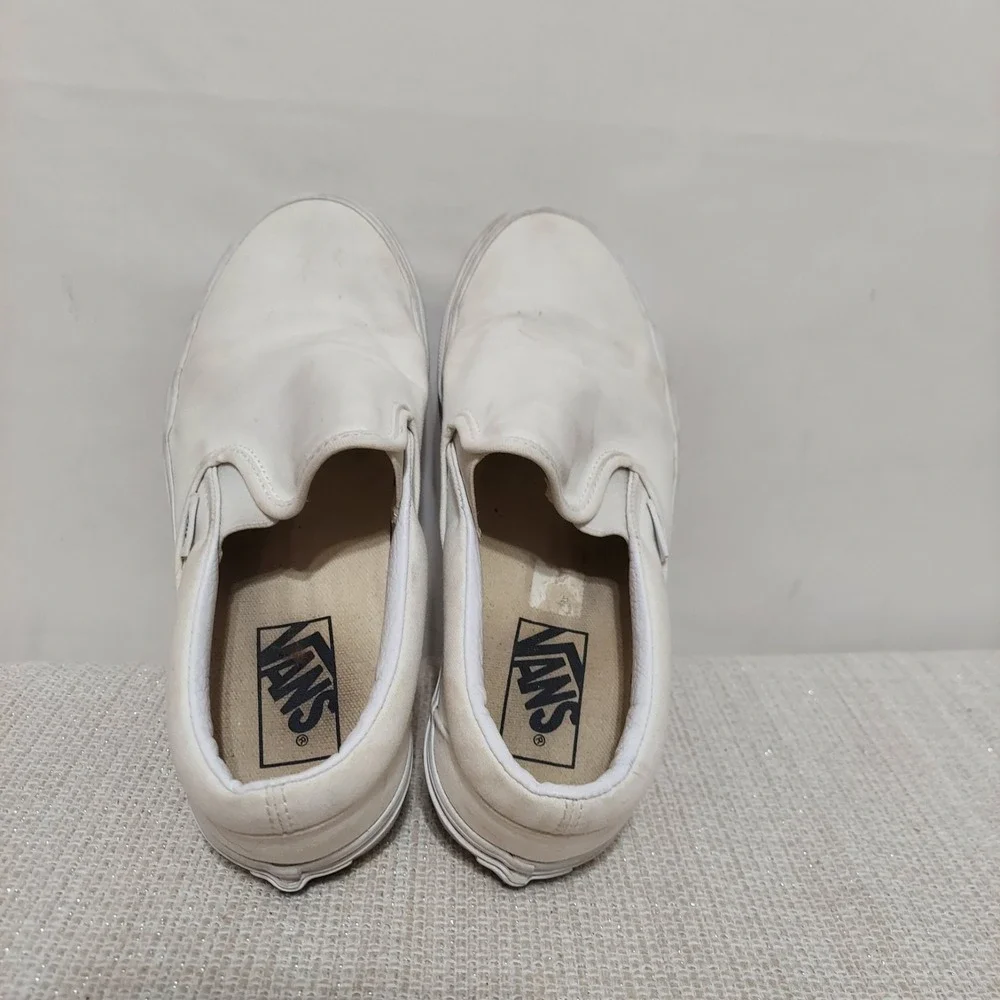 Vans Asher Canvas Triple White Slip-On Classic‎ Shoes Womens 8/Men 6.5
